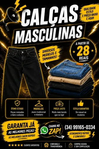 Calças Jeans Masculinas Tamanhos Variados 