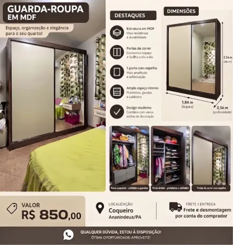 Guarda Roupa em MDF ( Usado)