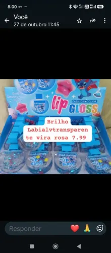 Brilho Labial transparente quando coloca fica rosa