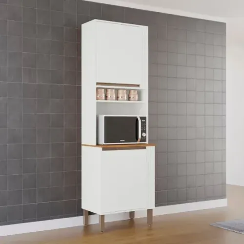 Armário de Cozinha Paneleiro Perola 2Pts Branco/Cinamomo Salleto - Entrega Rápida!