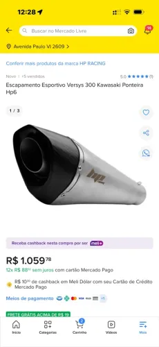 Ponteira Hp carbono para versys 300