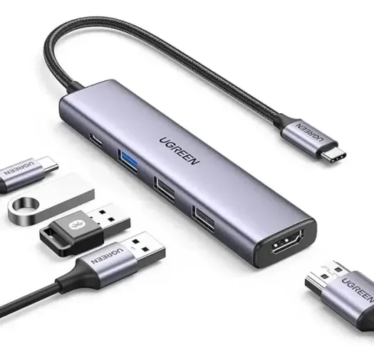 Hub 5 Em 1 Ugreen --> USB-C - 3 USB + Hdmi 4k + Tipo-C 100w