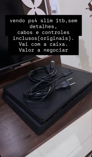 ps4 slim 1tb, cabos e dois controles inclusos(1 original),