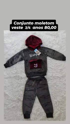 Conjunto moletom infantil a crianças maiores 80,00 a 90,00