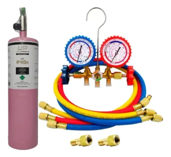 Kit Gas R410 Manifold R12/r22/r134a/404 Par Adaptador R410a