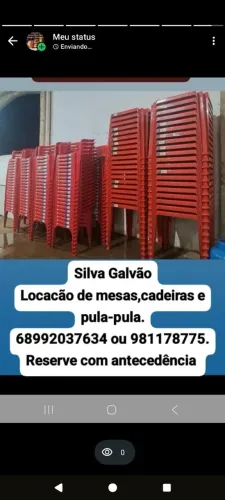 Aluguéis de mesas e cadeiras e pula-pula