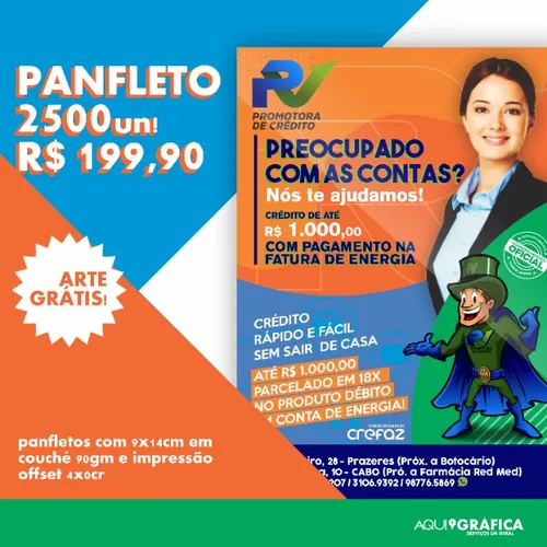 Panfleto 2500 unidades R$ 199,90 com Arte Grátis!