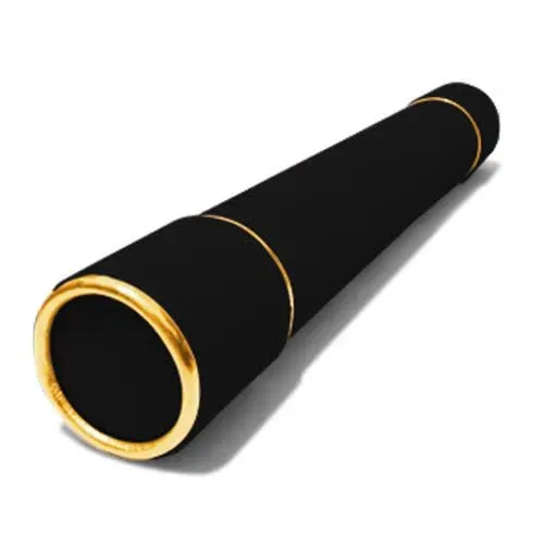 Canudo de formatura - Estojo para diploma - Preto com detalhes dourados