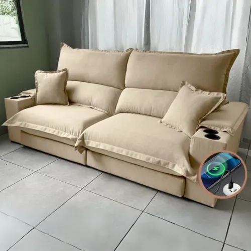Sofá Retrátil e Reclinável Apogeu 2,50m - Entrega Rápida