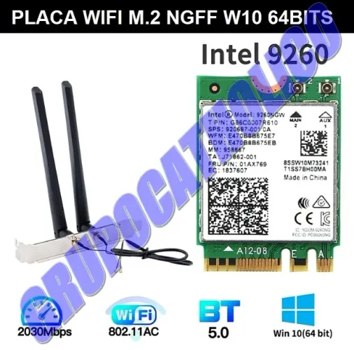 Placa Rede X99 M.2 NgFF Wifi +Bluetooth Dual Band