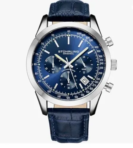 Relógio Masculino Stuhrling, Na Cor Azul, Coleção Rialto