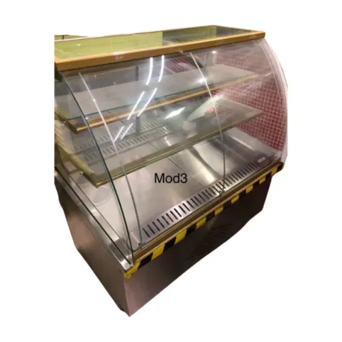 VITRINE EXPOSITORA mod3 REFRIGERADA COM DIVISÓRIAS VIDRO CURVO
