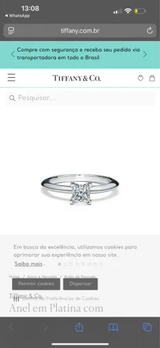 Anel de diamante corte princesa 0.35ct