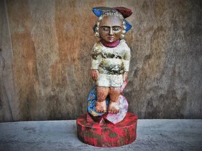 Escultura Barroca em Madeira Pintada a Fios Ouro - Autor Atila Rs14 - Ano 1920