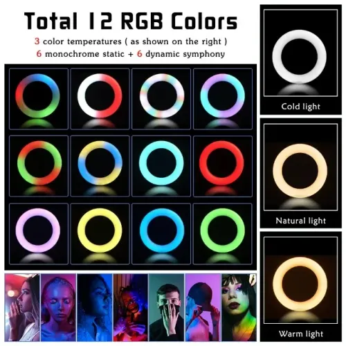 Iluminador Ring Light RGB 12'' com Tripé OR-PL12R - Oberon
