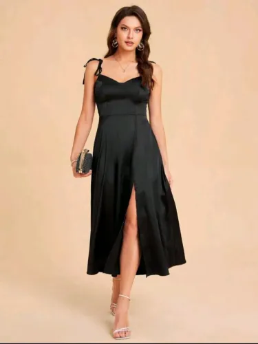 Vestido Cami Cetim Coxa dividida