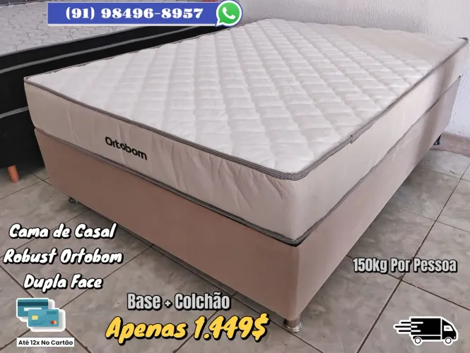 Cama de Casal Robust Ortobom Dupla Face - Base + Colchão