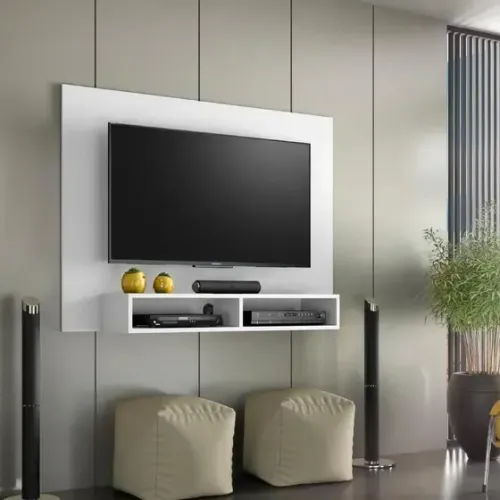 Painel Para TV Ate 43 Polegadas Com 2 Nichos Artely Eros Branco - Para Pronta Entrega 