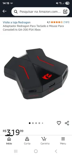 Adaptador de teclado e mouse para Console Redragon