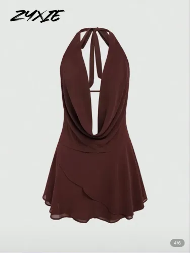 Vestido curto com decote profundo da shein