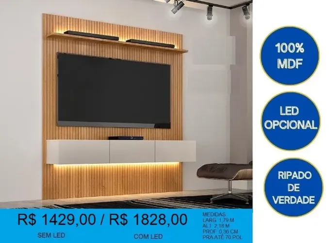 Painel de 1,79 led OPCIONAL ripado - compre hoje e receba amanhã 