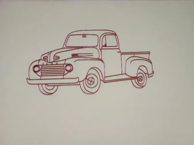 "Ford 1949" Escultura de parede artesanal feita em arame galvanizado