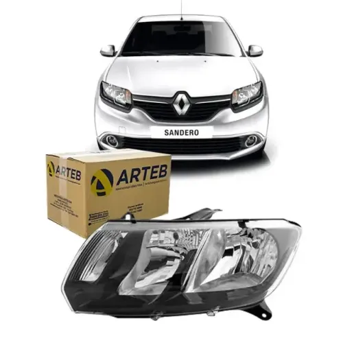 FAROL LADO ESQUERDO H7 H1 MASCARA NEGRA FRISO PRETO SANDERO STEPWAY 15>19 ARTEB