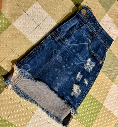 Saia Jeans Destroyed Feminino