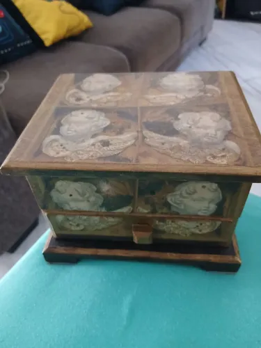 PORTA JOIAS VINTAGE GAVETEIRO CAIXA ORGANIZADORA ANJOS 