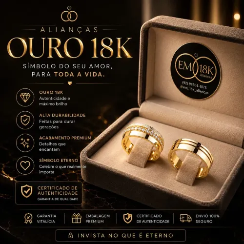 Alianças Em Ouro 18k - Garantia, Gravação, Porta Alianças