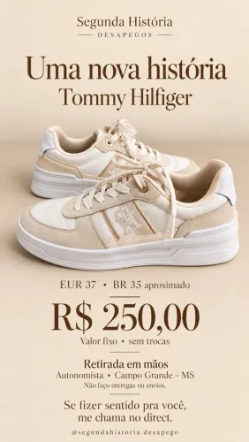 Tênis Tommy Hilfiger feminino ? branco e creme ? EUR 37 / BR 35 aproximado