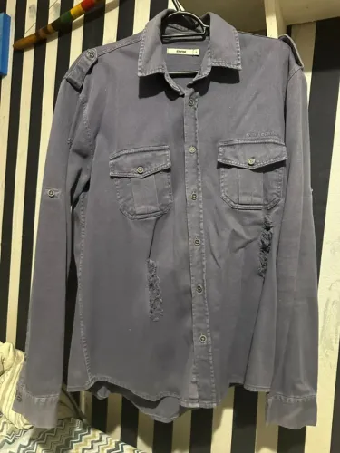 Camisa Sarja Enfim Destroyed - Roxo