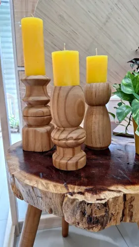 TRIO DE CASTIÇAL TORNEADO