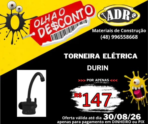 Torneira Elétrica Parede Durin Preta Parede