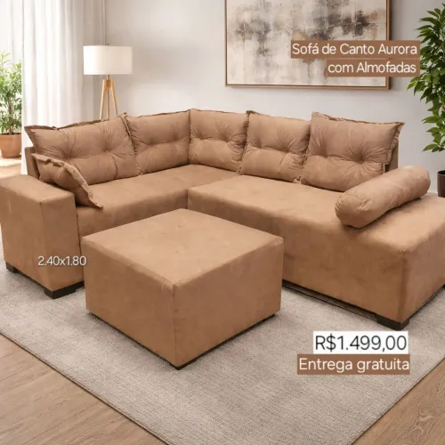 PROMOÇÃO URGENTE - Sofá GIGANTE de CANTO Aurora Nude Disponível