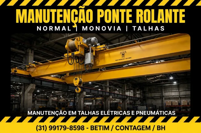 Manutenção em pontes rolantes e talhas elétricas, pneumática e manuais