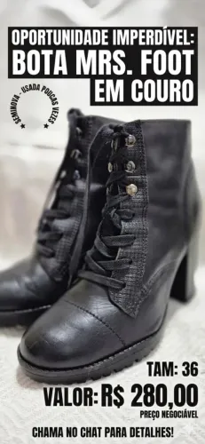 BOTA COTURNO COURO LEGÍTIMO MRS FOOT - TAM 36 (SEMINOVA)