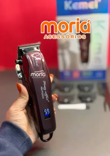 Máquina de Cortar Cabelo Profissional Sem Fio Bivolt Kemei KM-2600