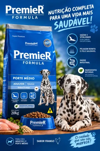 Ração premier 20kg raças médias adulto
