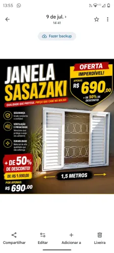 Janela sasazaki 1,5m com grade preço para vender hoje