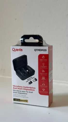 Microfone de Lapela Sem Fio Quanta QTMDM20 Dual Multi Dispositivo Novo Lacrado.
