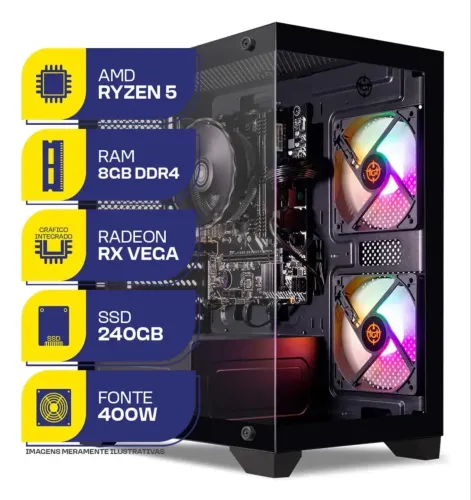 Pc Gamer Mcl, Amd Ryzen 5 3400g, 8gb Ddr4, Ssd 240gb