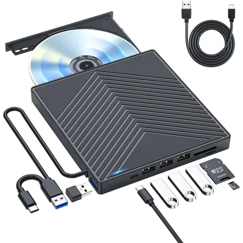 Drive Externo DVD 7 em 1 USB - Gravador e Leitor para Notebook e PC