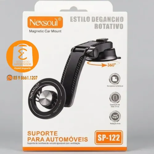 Suporte Veicular / Carro, Magnético com Ventosa para Celular Rotação Livre 360