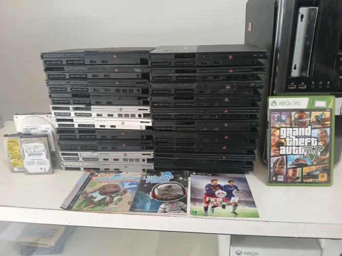 LOTE 20 PS2 SLIM no estado, Computador 3 HD no estado 1 jogo Gta V disco 1
