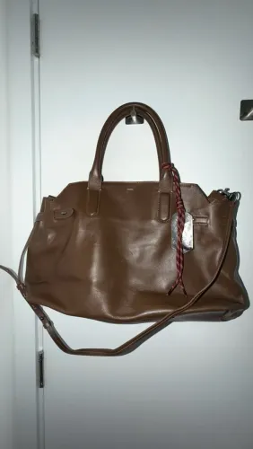 bolsa tote arezzo couro marrom + carteira