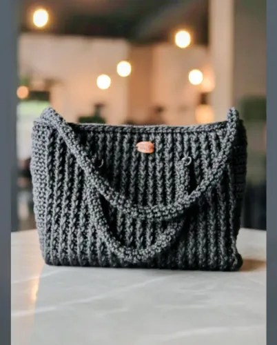 Bolsa de crochê fio náutico 