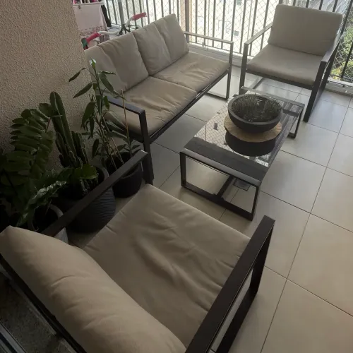 Conjunto Long Beach Varanda 4 Peças para Área Externa Preto e Marrom Home Collection
