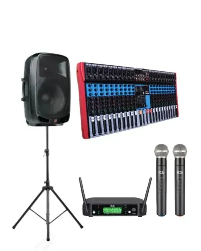 KIT IGREJA Caixa De Som Acústica Staner Ps1501+ Mesa Soundvoice Ms202 + Microfone s/fio