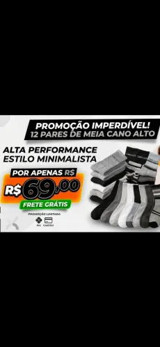 Kit 12 Pares de meia Cano alto